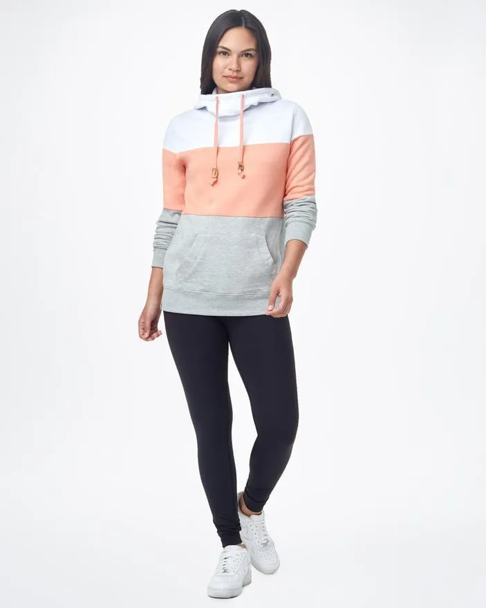 Tentree Fleece Color Block Banshee Hoodie in White/Orange/Grey