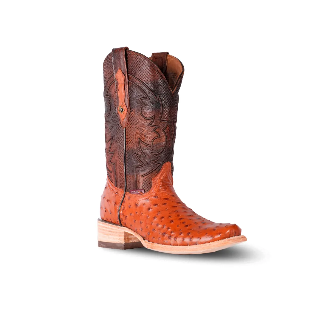 Texas Country Exotic Boot Ostrich Brandy AV201