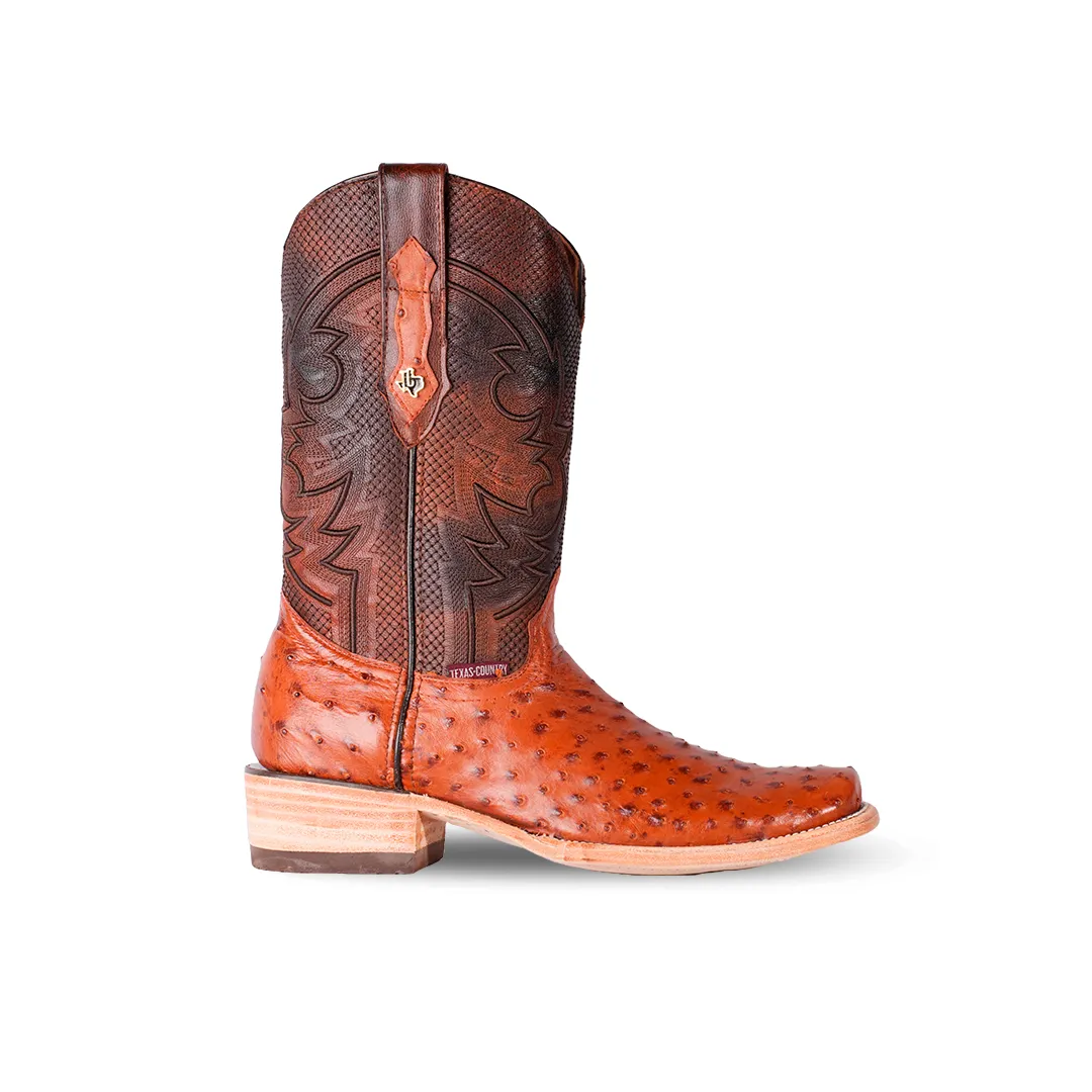 Texas Country Exotic Boot Ostrich Brandy AV201