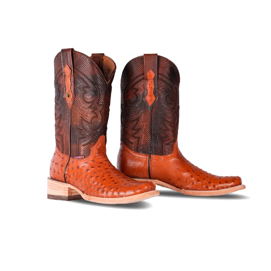 Texas Country Exotic Boot Ostrich Brandy AV201