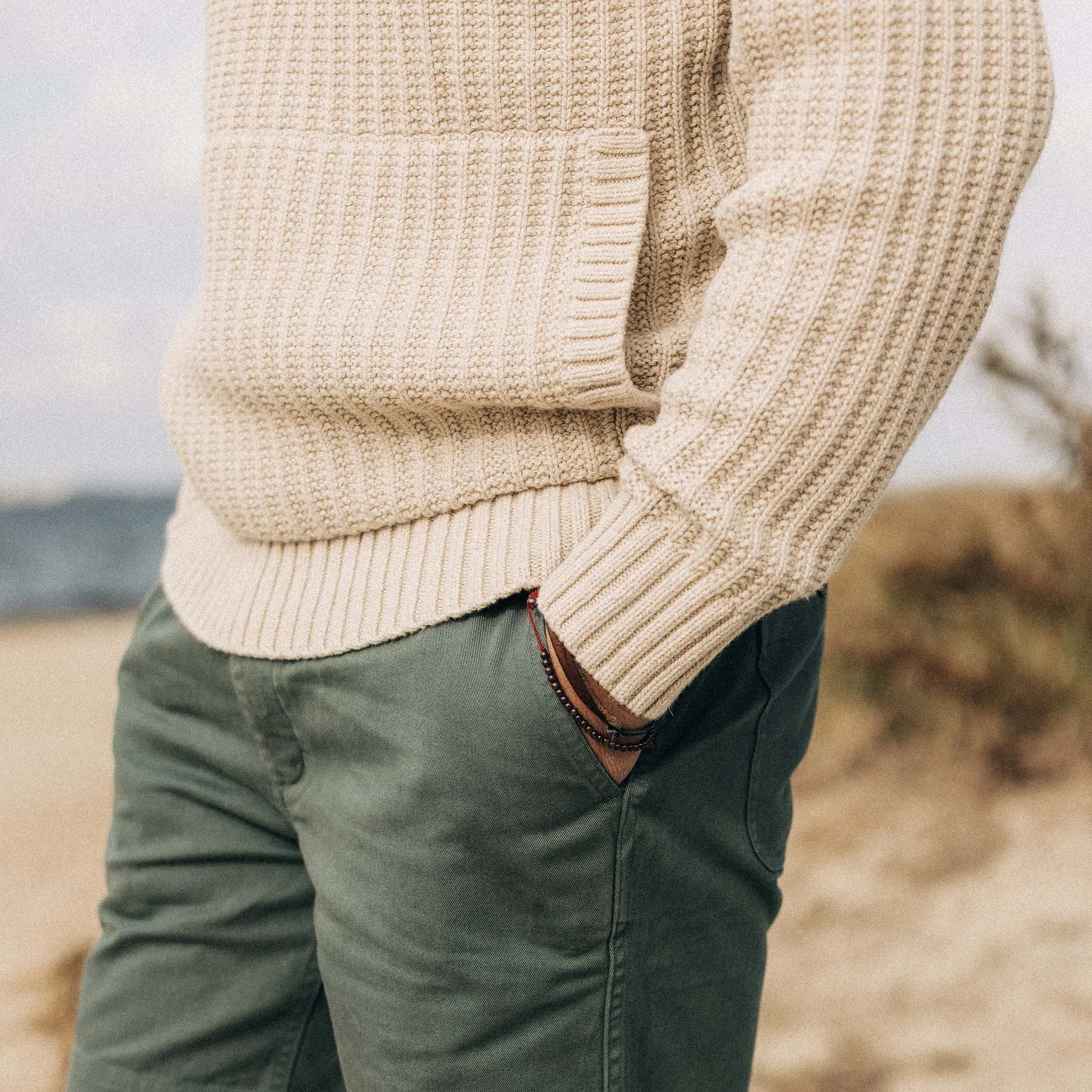 The Bryan Pullover Sweater in Flax Melange