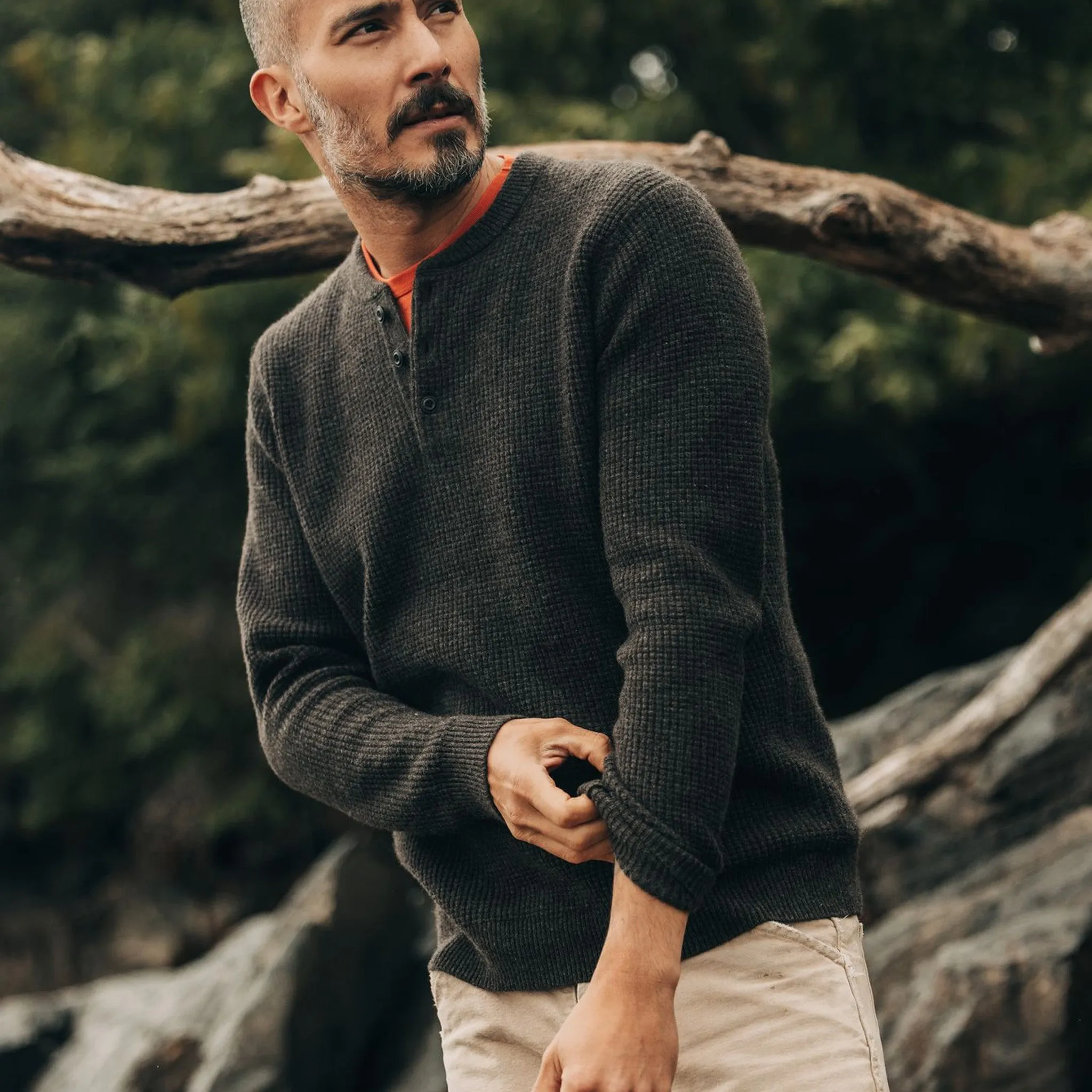 The Sidecountry Sweater in Coffee Heather Merino Waffle