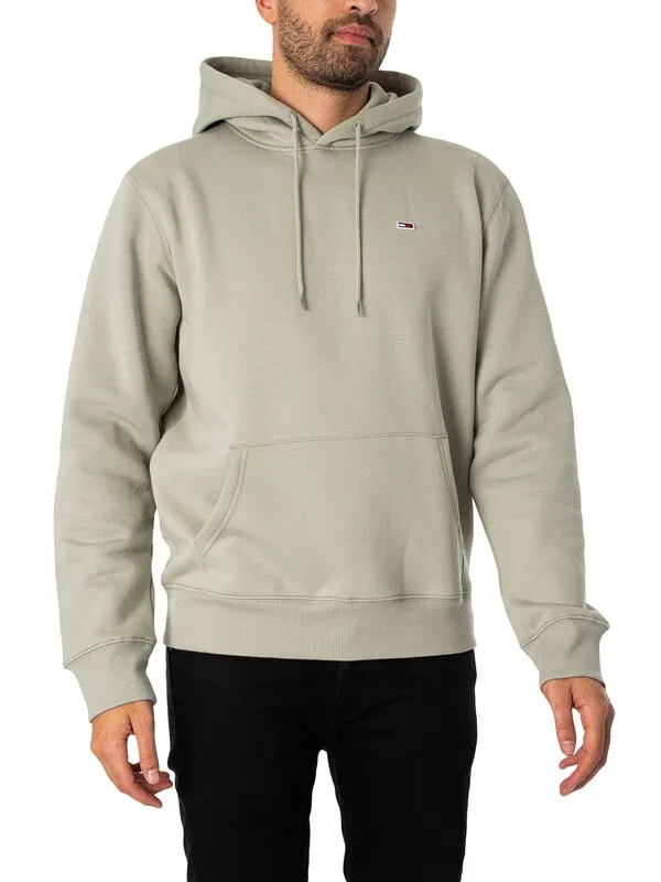 Tommy Jeans Regular Fleece Pullover Hoodie - Faded Willow