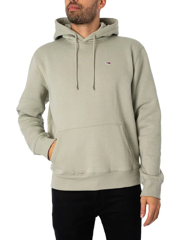 Tommy Jeans Regular Fleece Pullover Hoodie - Faded Willow