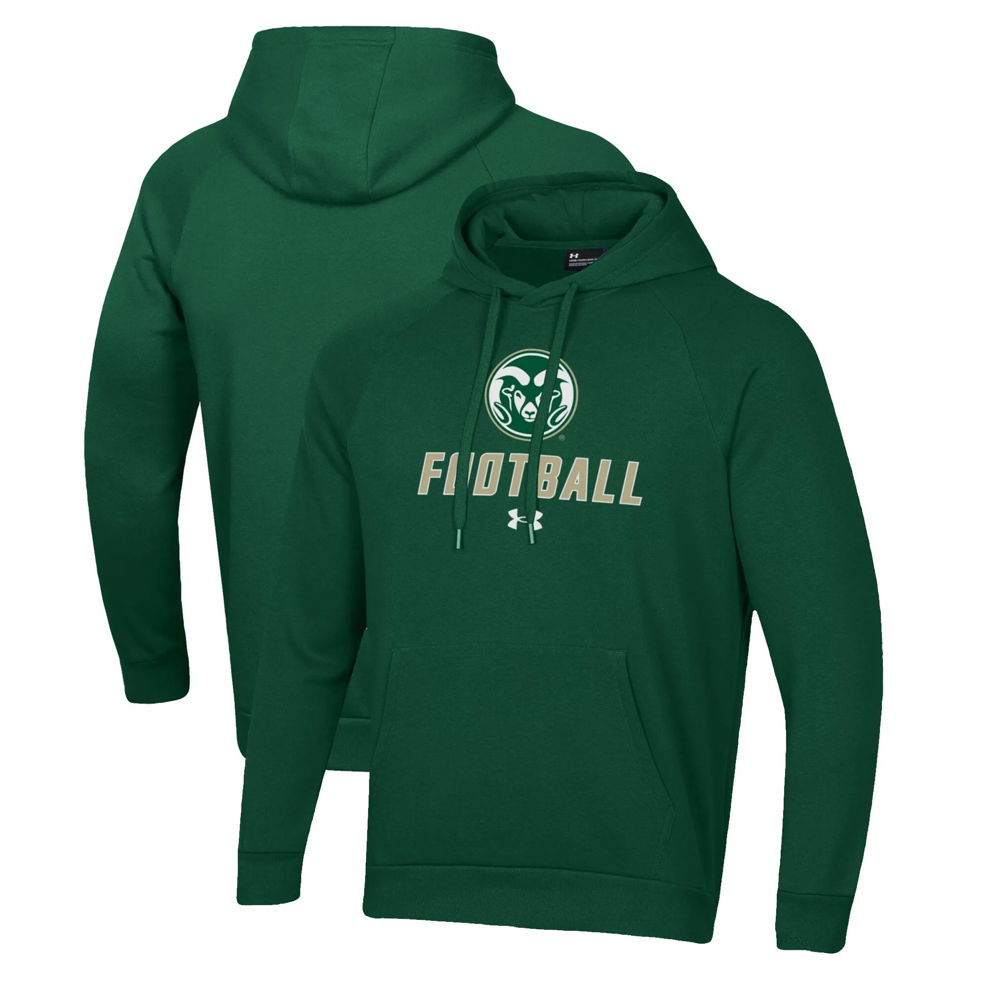 Under Armour Colorado State Rams Green Football Rival Fleece Pullover Hoodie