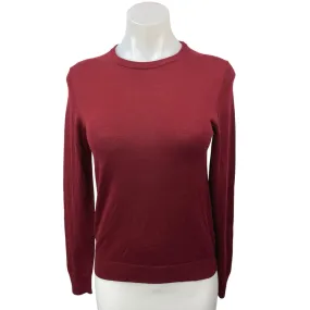 Uniqlo Maroon Red 100% Wool Crew Neck Long Sleeve Pullover Sweater Top Size XS