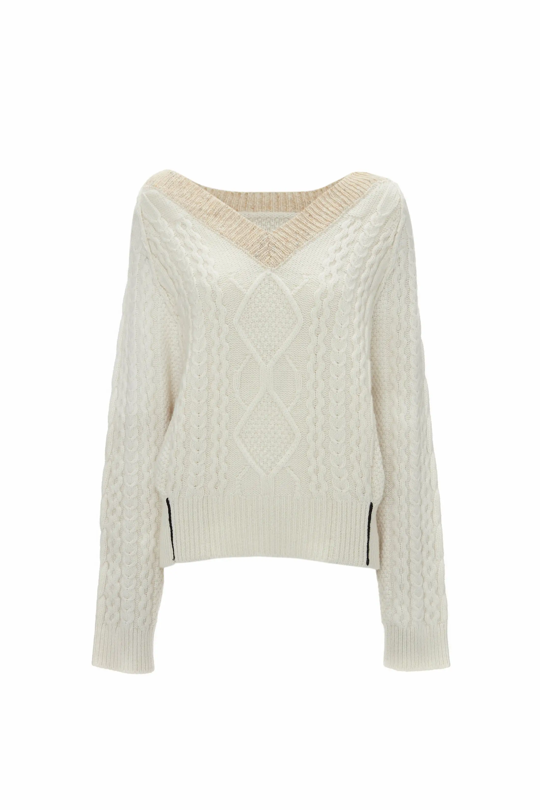 V-Neck Jumper In Natural