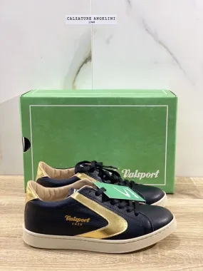 Valsport scarpe donna tournament sneaker in pelle nera oro Made In Ita