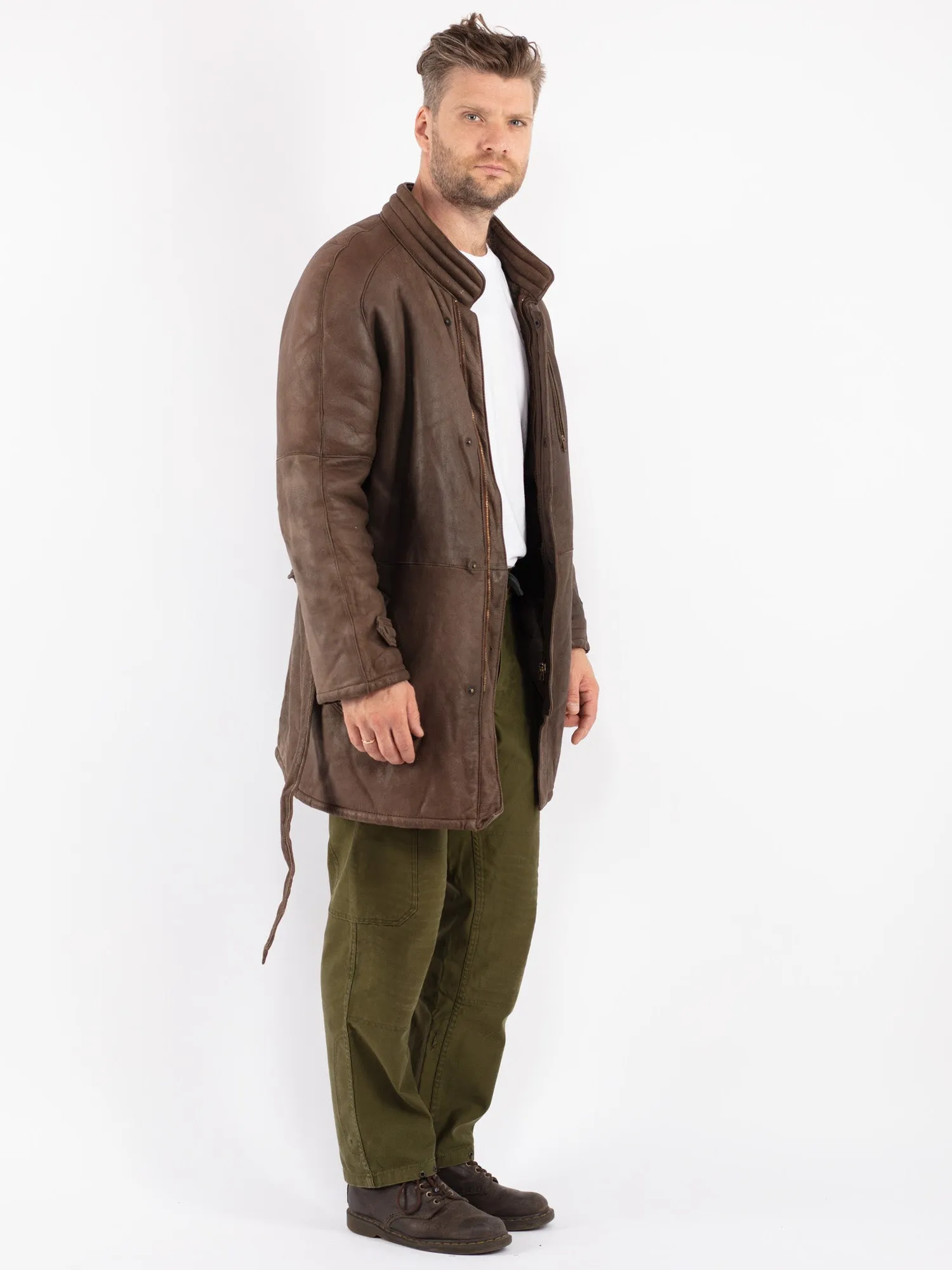 Vintage 70's Men Shearling Coat in Brown