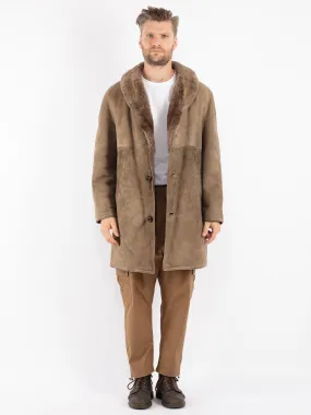 Vintage 70's Men Sheepskin Coat in Beige