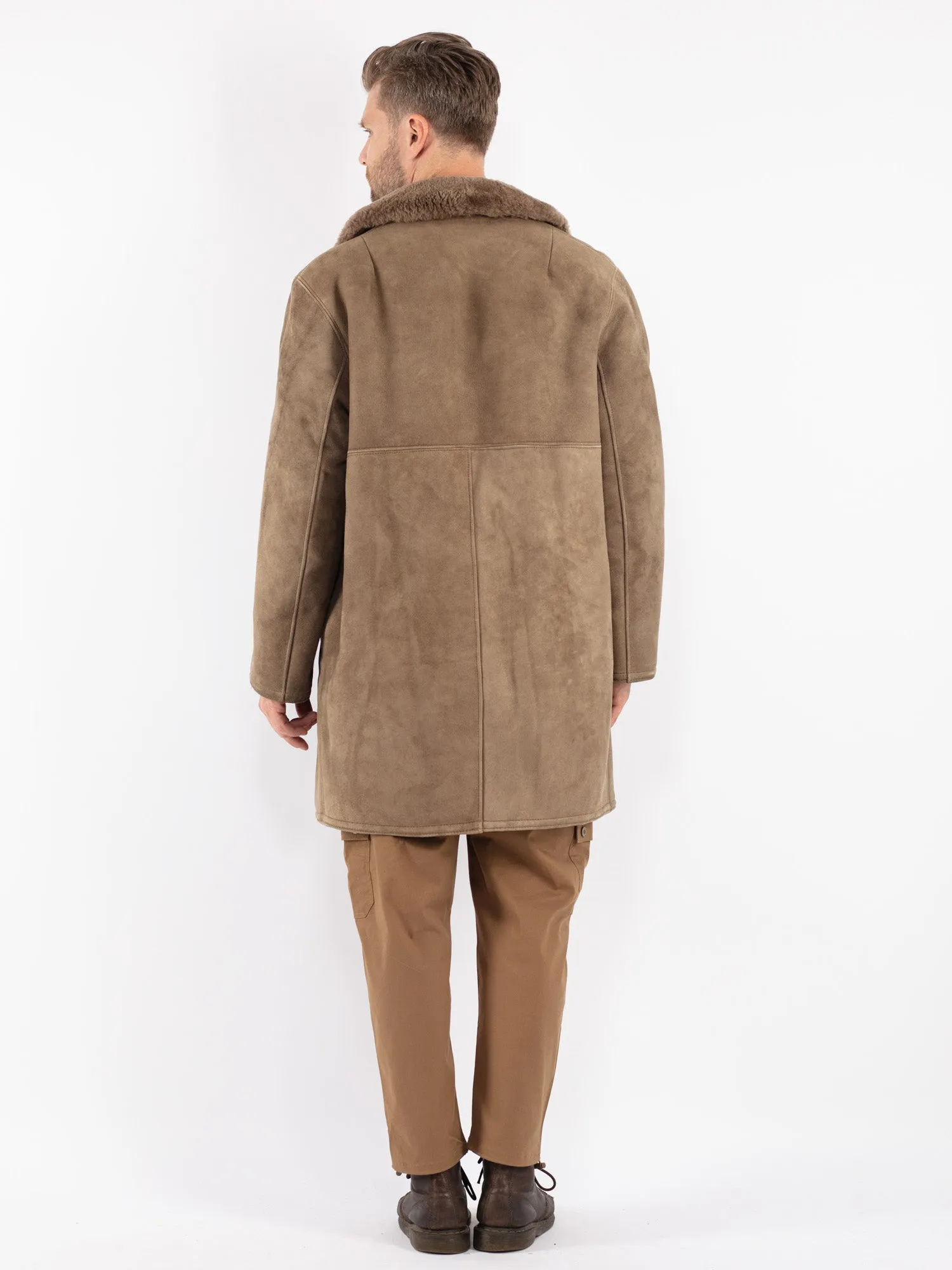 Vintage 70's Men Sheepskin Coat in Beige