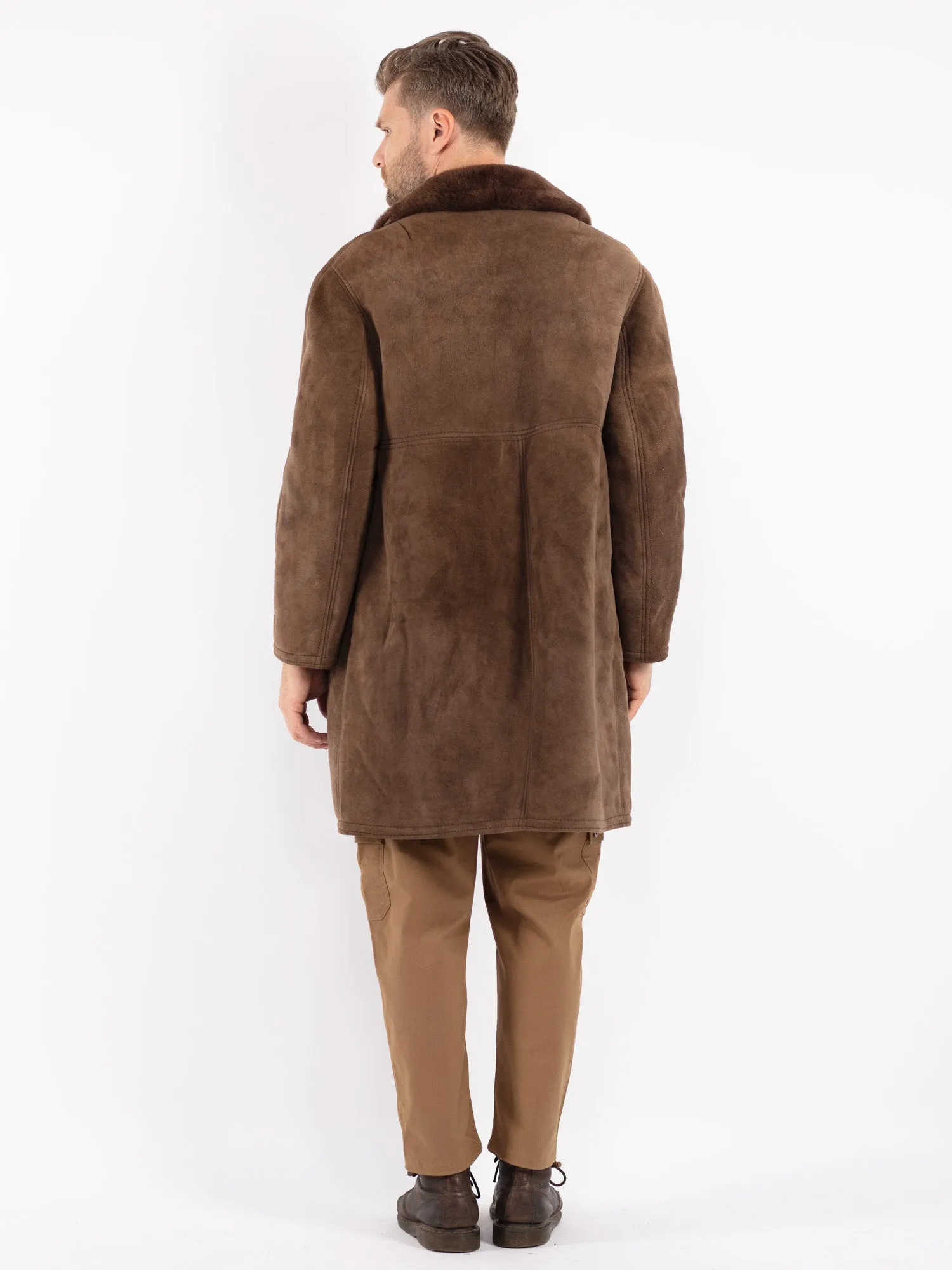 Vintage 70's Men Sheepskin Coat in Brown