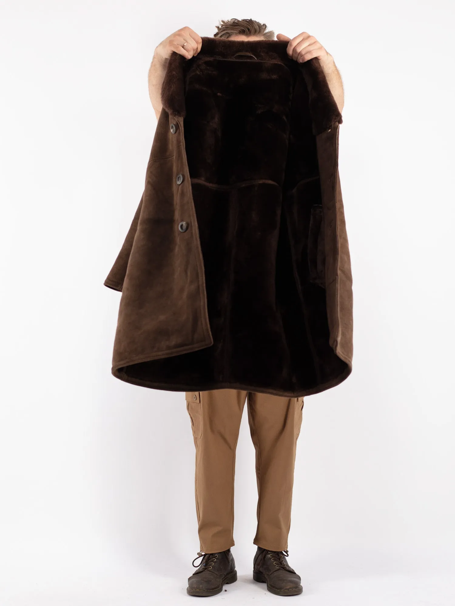 Vintage 70's Men Sheepskin Coat in Brown