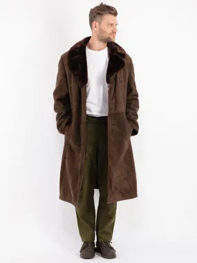 Vintage 70's Men Sheepskin Long Coat in Brown