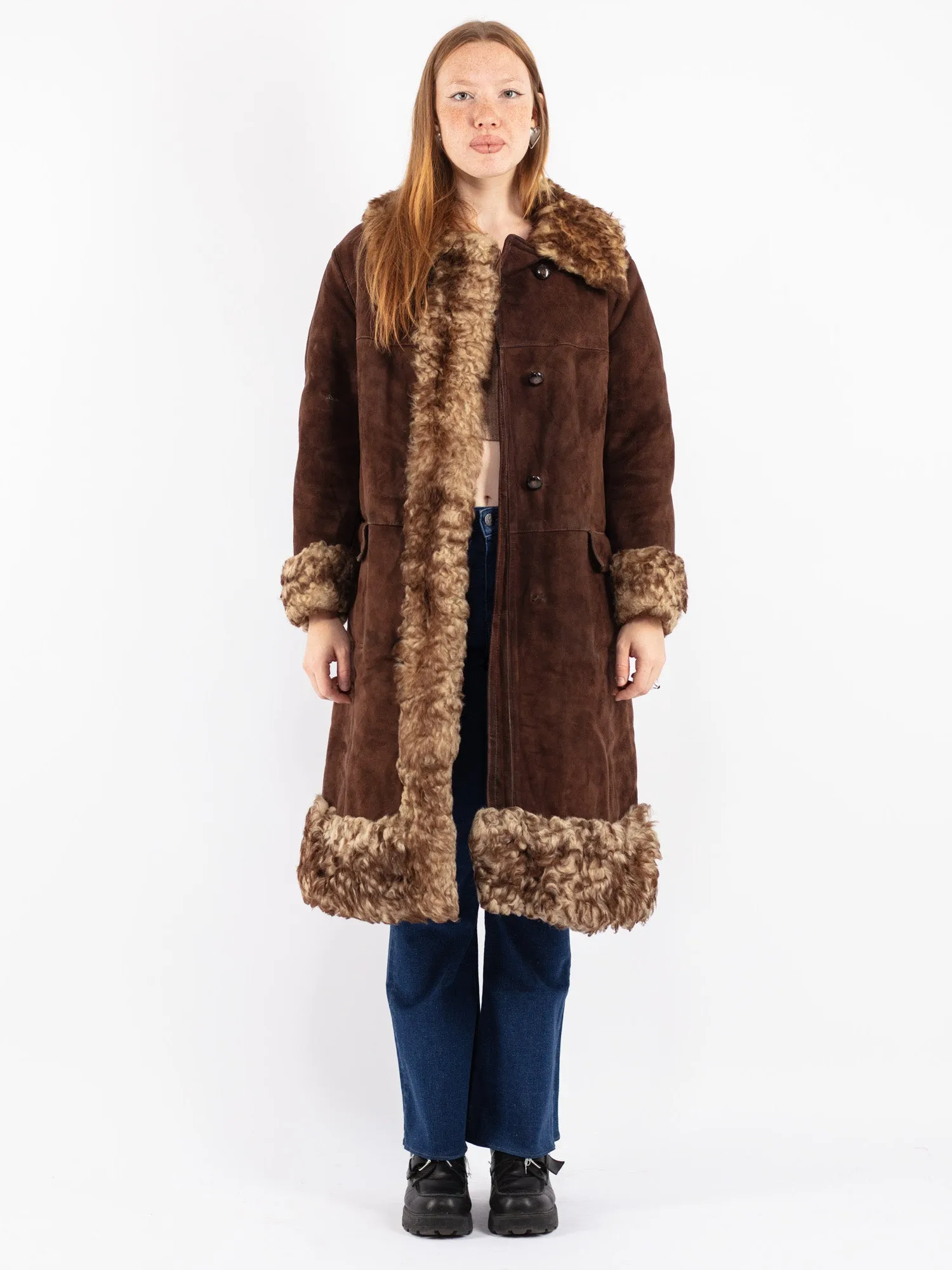 Vintage 70's Penny Lane Sheepskin Coat in Brown