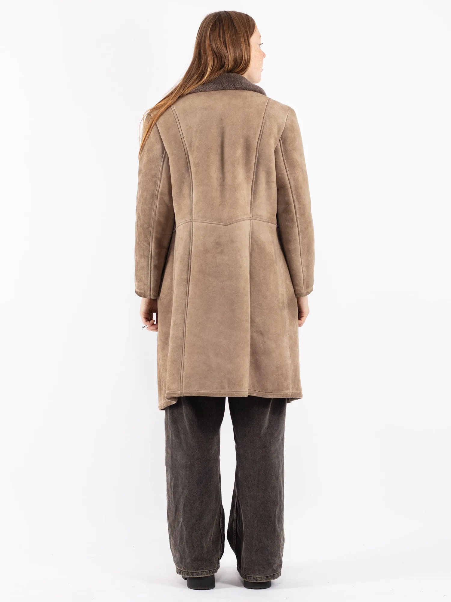 Vintage 70's Women Sheepskin Coat in Beige