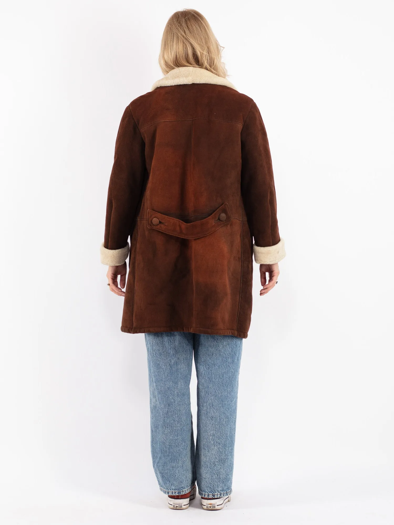 Vintage 70's Women Sheepskin Coat in Brown