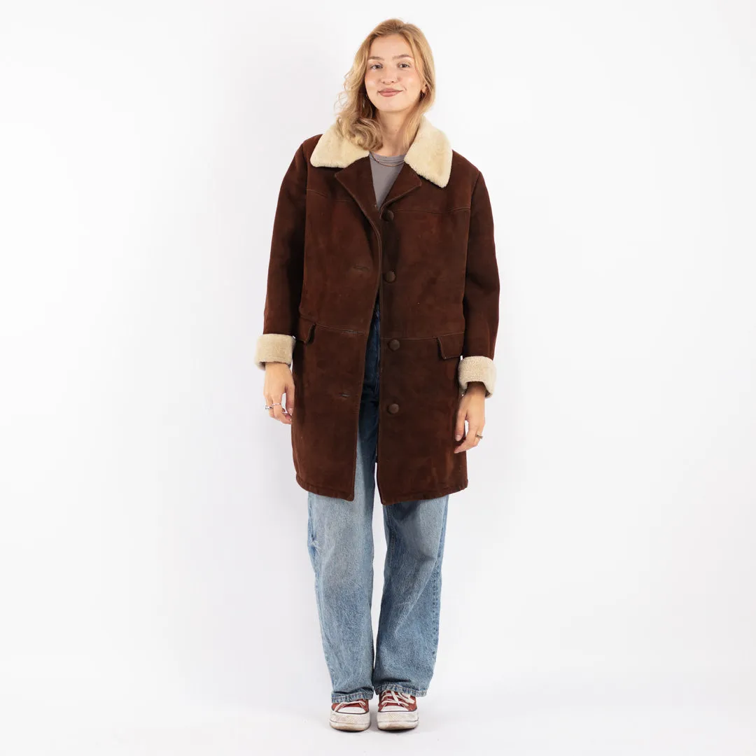 Vintage 70's Women Sheepskin Coat in Brown