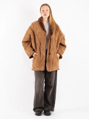 Vintage 80's Women Sheepskin Coat in Beige