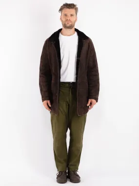 Vintage 90's Men Shearling Coat in Brown