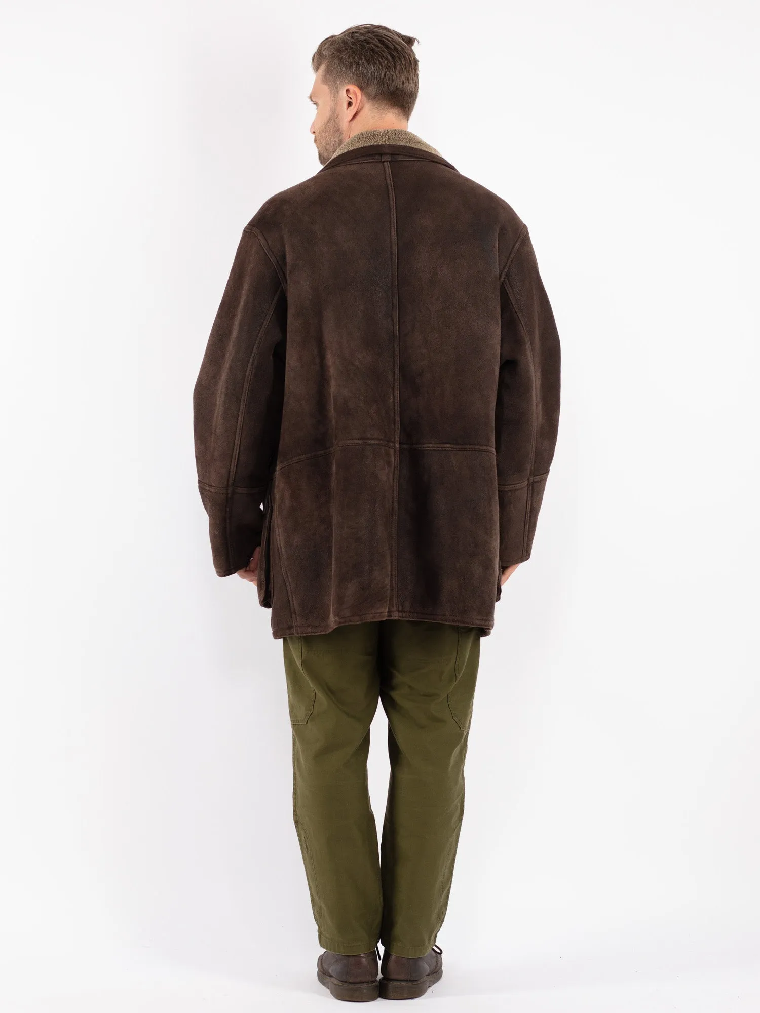 Vintage 90's Men Sheepskin Coat in Brown