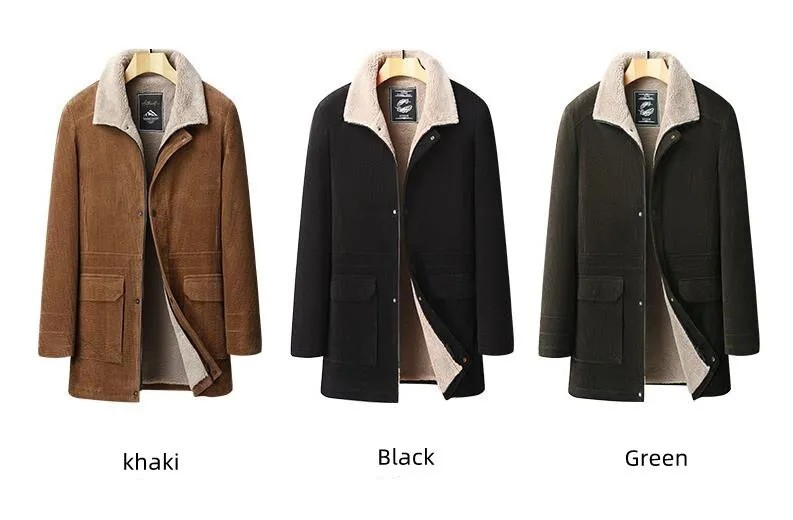 Winter Casual Solid Wool Blend Solid Pattern Outerwear Coat for Men