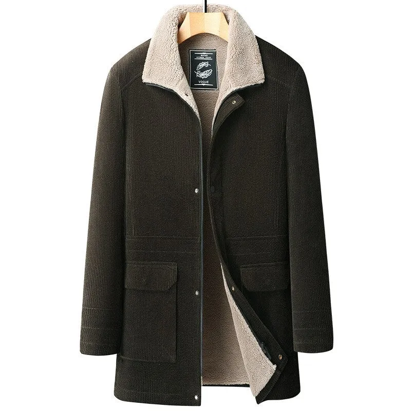 Winter Casual Solid Wool Blend Solid Pattern Outerwear Coat for Men