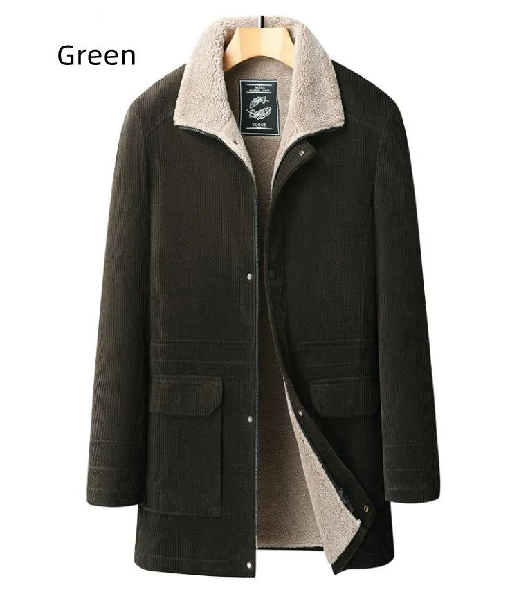 Winter Casual Solid Wool Blend Solid Pattern Outerwear Coat for Men