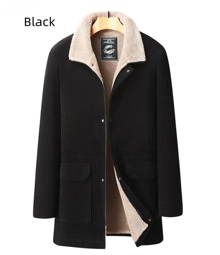 Winter Casual Solid Wool Blend Solid Pattern Outerwear Coat for Men