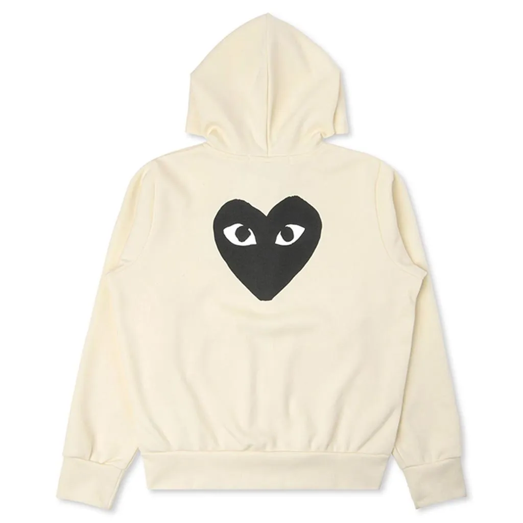 Women's Big Black Heart Hooded Sweatshirt - Ivory