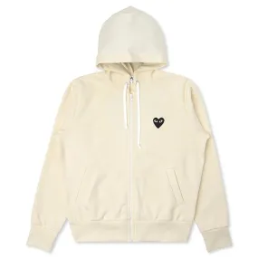 Women's Big Black Heart Hooded Sweatshirt - Ivory