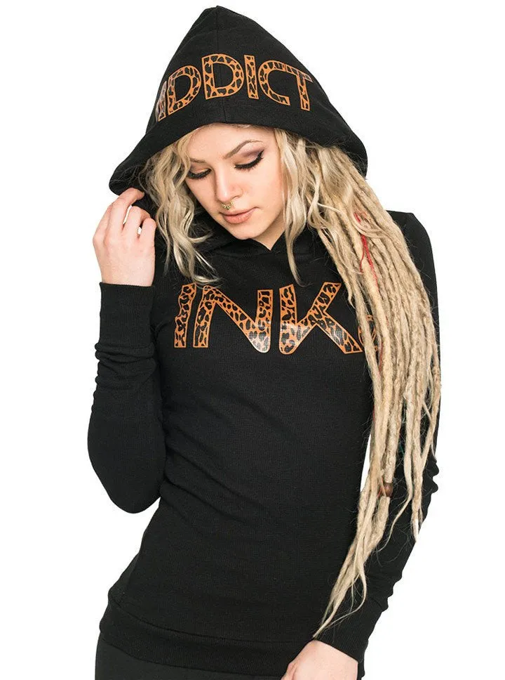 Women's Ink Thermal Hoodie (Black/Leopard)