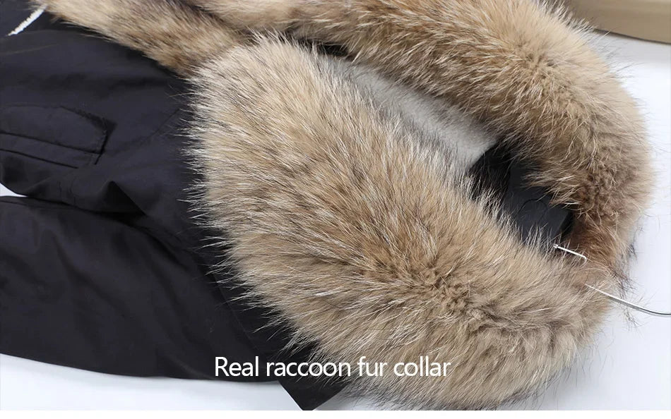 Women's Korean Style Natural Scorpion Fur Collar Cotton Long Winter Coat