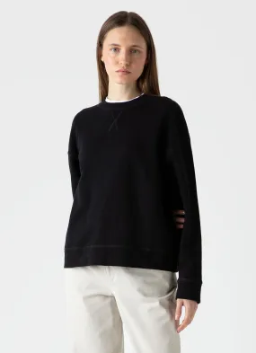 Women's Relaxed Loopback Sweatshirt in Black