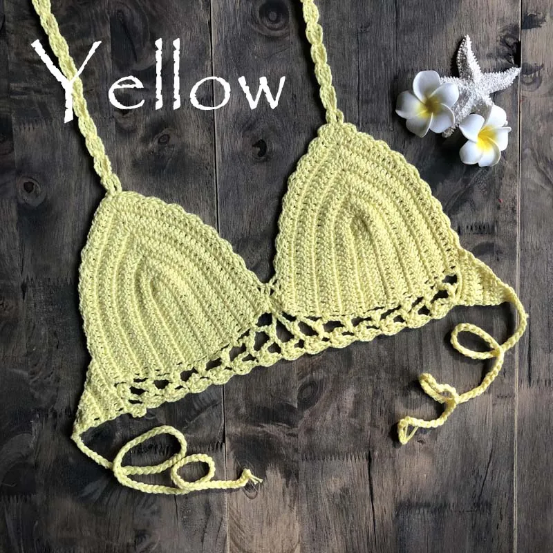 Women's Sexy Crotchet Hollow Out Bikini Halter Tank Bra Swimwear