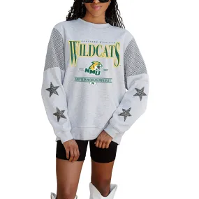 Women's Gameday Couture Ash Northern Michigan Wildcats Shining Spirit Fleece Pullover Sweatshirt