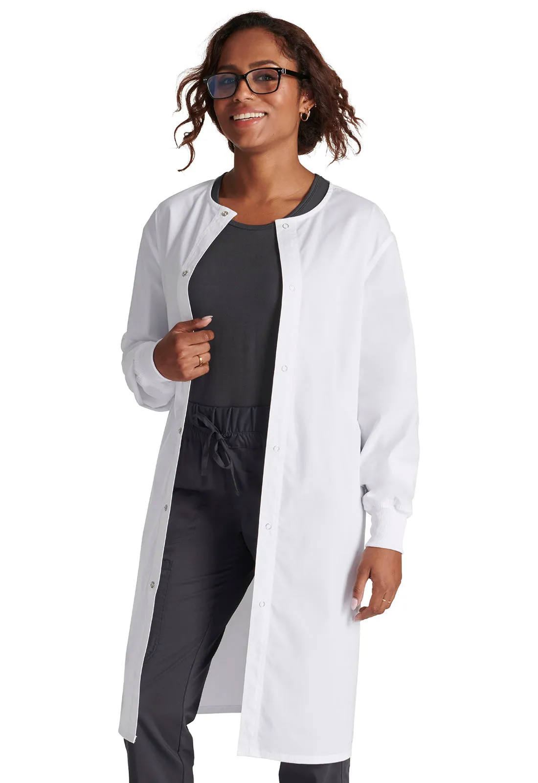 WORK WEAR Professionals Unisex 40 Snap Front Lab Coat in White