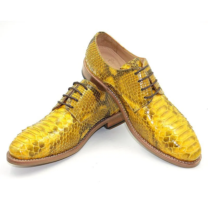 Yellow Python Leather Oxfords 